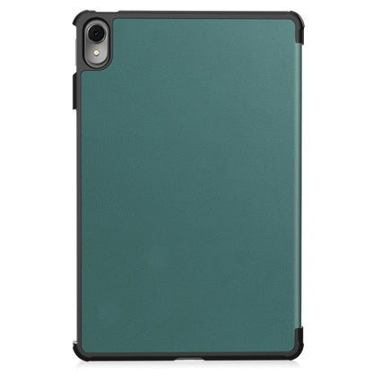 For Huawei MatePad 11 2023 Custer Texture 3-Fold Holder Leather Tablet Case(Green) - Huawei by buy2fix | Online Shopping UK | buy2fix