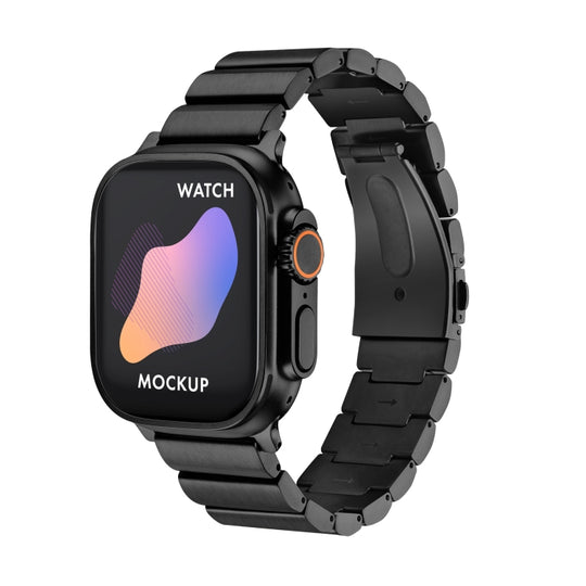 Flat Buckle Titanium Alloy Watch Band For Apple Watch Ultra 49mm&Watch Ultra 2 49mm / Series 9&8&7 45mm / SE 3&SE 2&6&SE&5&4 44mm / 3&2&1 42mm (Black)