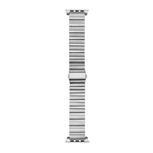 Flat Buckle Titanium Alloy Watch Band For Apple Watch Series 9&8&7 41mm / SE 3&SE 2&6&SE&5&4 40mm / 3&2&1 38mm (Silver) by buy2fix