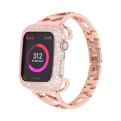 Zircon Metal Copper Watch Band For Apple Watch Ultra 49mm&Watch Ultra 2 49mm / Series 9&8&7 45mm / SE 3&SE 2&6&SE&5&4 44mm / 3&2&1 42mm (Gold) by buy2fix
