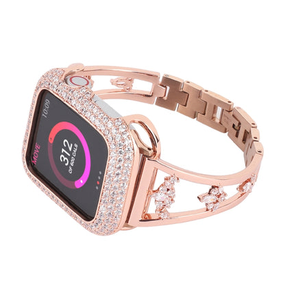 Zircon Metal Copper Watch Band For Apple Watch Ultra 49mm&Watch Ultra 2 49mm / Series 9&8&7 45mm / SE 3&SE 2&6&SE&5&4 44mm / 3&2&1 42mm (Gold) by buy2fix