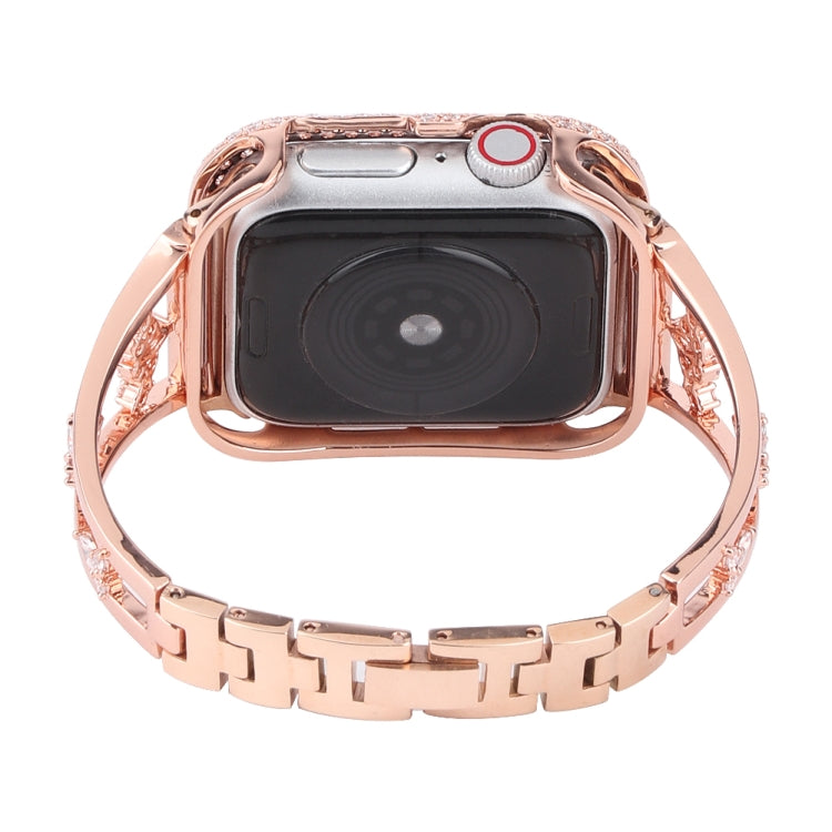 Zircon Metal Copper Watch Band For Apple Watch Ultra 49mm&Watch Ultra 2 49mm / Series 9&8&7 45mm / SE 3&SE 2&6&SE&5&4 44mm / 3&2&1 42mm (Gold) by buy2fix