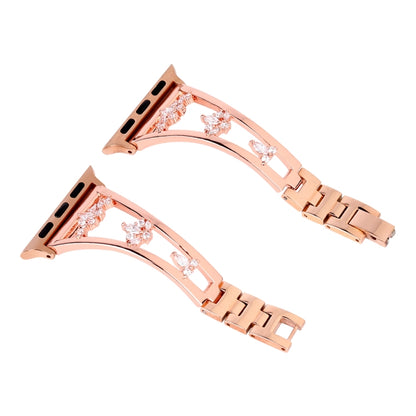Zircon Metal Copper Watch Band For Apple Watch Ultra 49mm&Watch Ultra 2 49mm / Series 9&8&7 45mm / SE 3&SE 2&6&SE&5&4 44mm / 3&2&1 42mm (Gold) by buy2fix