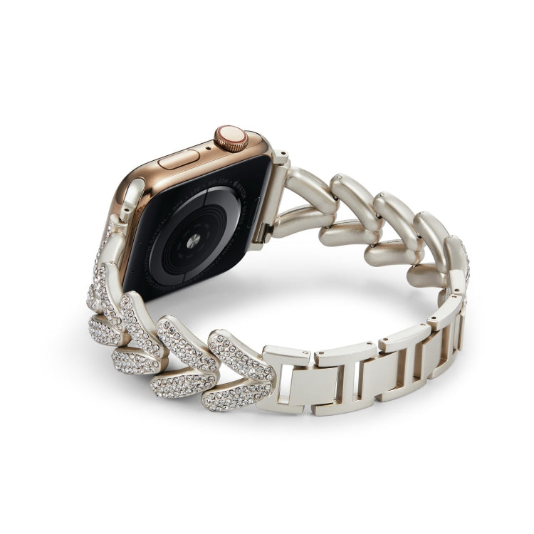 Triangle Diamond Metal Watch Band For Apple Watch Series 9&8&7 41mm / SE 3&SE 2&6&SE&5&4 40mm / 3&2&1 38mm (Starlight) - Watch Bands by buy2fix | Online Shopping UK | buy2fix