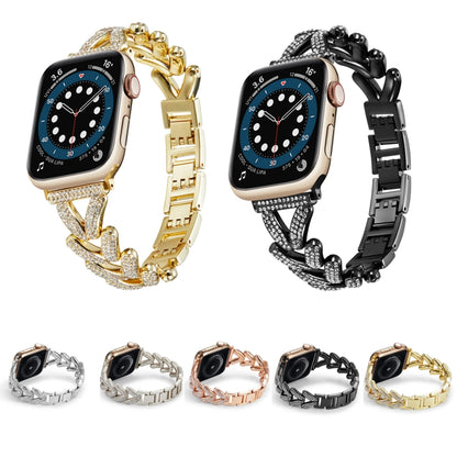 Triangle Diamond Metal Watch Band For Apple Watch Series 9&8&7 41mm / SE 3&SE 2&6&SE&5&4 40mm / 3&2&1 38mm (Starlight) - Watch Bands by buy2fix | Online Shopping UK | buy2fix