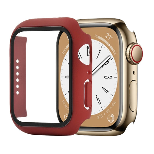 Shockproof PC+Tempered Glass Watch Protective Case For Apple Watch Series 9 / 8 / 7 41mm(Red Wine) by buy2fix