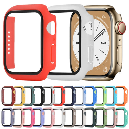 Shockproof PC+Tempered Glass Watch Protective Case For Apple Watch Series 9 / 8 / 7 41mm(Red Wine) by buy2fix