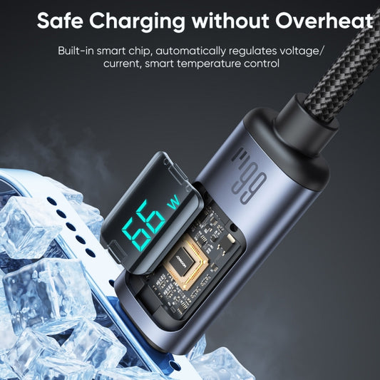 JOYROOM S-AC066A16 6A USB to USB-C / Type-C Digital Display Fast Charging Data Cable, Length:1.2m(Black) - USB-C & Type-C Cable by JOYROOM | Online Shopping UK | buy2fix