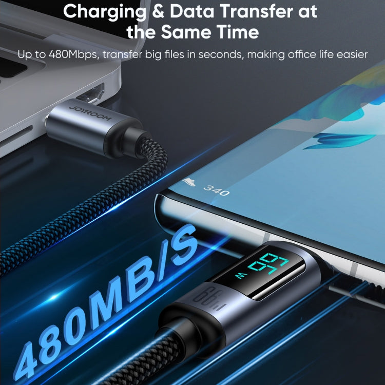 JOYROOM S-AC066A16 6A USB to USB-C / Type-C Digital Display Fast Charging Data Cable, Length:1.2m(Black) - USB-C & Type-C Cable by JOYROOM | Online Shopping UK | buy2fix