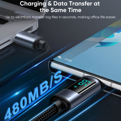 JOYROOM S-AC066A16 6A USB to USB-C / Type-C Digital Display Fast Charging Data Cable, Length:1.2m(Black) - USB-C & Type-C Cable by JOYROOM | Online Shopping UK | buy2fix