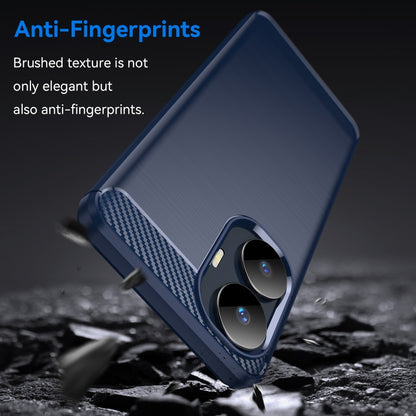 For Realme C55 Brushed Texture Carbon Fiber TPU Phone Case(Blue) - Realme Cases by buy2fix | Online Shopping UK | buy2fix