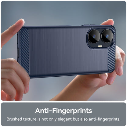 For Realme C55 Brushed Texture Carbon Fiber TPU Phone Case(Blue) - Realme Cases by buy2fix | Online Shopping UK | buy2fix