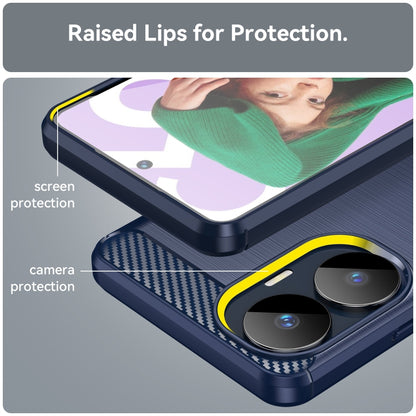 For Realme C55 Brushed Texture Carbon Fiber TPU Phone Case(Blue) - Realme Cases by buy2fix | Online Shopping UK | buy2fix