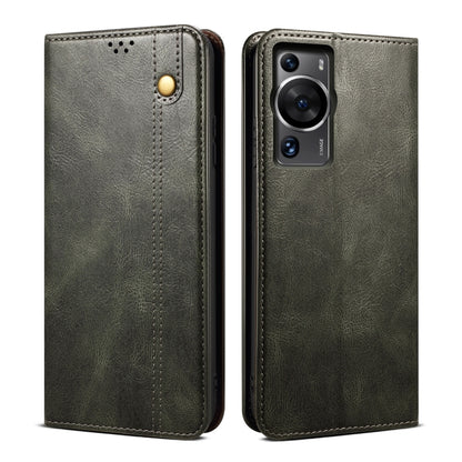 For Huawei P60/P60 Pro Oil Wax Crazy Horse Texture Leather Phone Case(Green) - Huawei Cases by buy2fix | Online Shopping UK | buy2fix