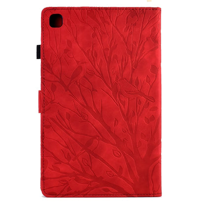 For Samsung Galaxy Tab A7 Lite Fortune Tree Pressure Flower PU Tablet Case(Red) - Tab A7 Lite T220 / T225 by buy2fix | Online Shopping UK | buy2fix