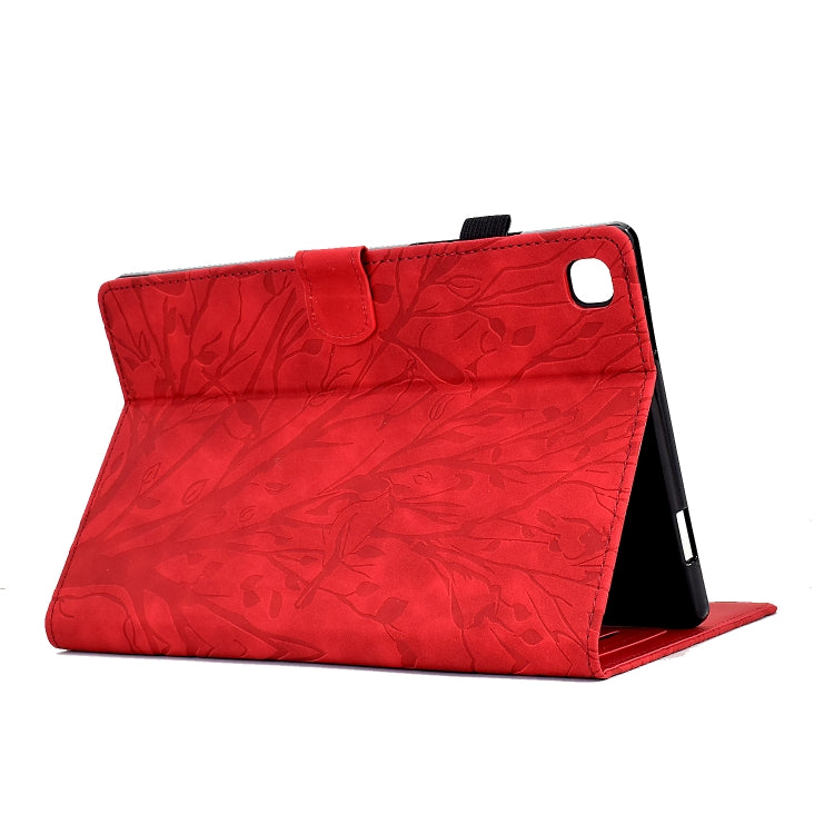 For Samsung Galaxy Tab A7 Lite Fortune Tree Pressure Flower PU Tablet Case(Red) - Tab A7 Lite T220 / T225 by buy2fix | Online Shopping UK | buy2fix
