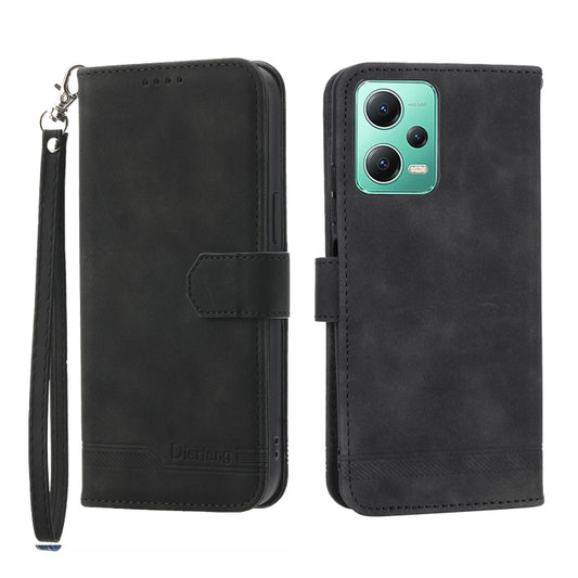 For Xiaomi Redmi Note 12 4G Global Dierfeng Dream Line TPU + PU Leather Phone Case(Black) by buy2fix