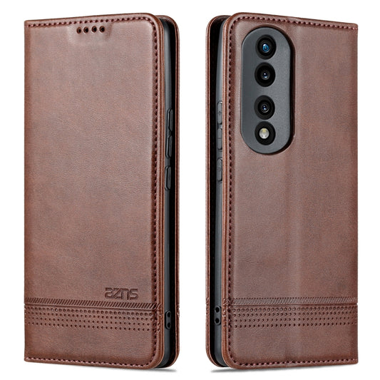 For Honor 90 AZNS Magnetic Calf Texture Flip Leather Phone Case(Dark Brown) - Honor Cases by AZNS | Online Shopping UK | buy2fix