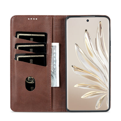 For Honor 90 AZNS Magnetic Calf Texture Flip Leather Phone Case(Dark Brown) - Honor Cases by AZNS | Online Shopping UK | buy2fix