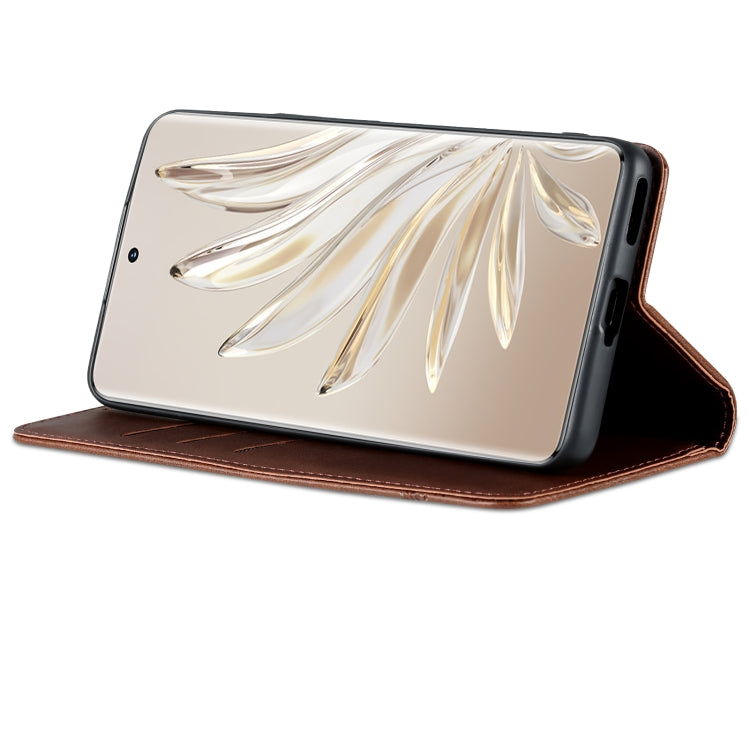For Honor 90 AZNS Magnetic Calf Texture Flip Leather Phone Case(Dark Brown) - Honor Cases by AZNS | Online Shopping UK | buy2fix