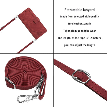 For Tecno Spark Go 2023 / Pop 7 Pro / Infinix Smart 7 X6515 Skin Feel Stripe Pattern Leather Phone Case with Lanyard(Red) by buy2fix