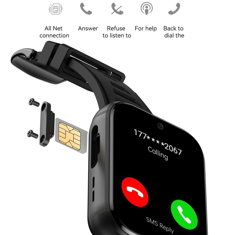 Q668 1.99 inch Screen 4G Smart Watch Android 9.0, Specification:2GB+16GB(Black) by buy2fix