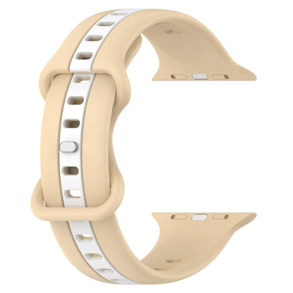 Nail Buckle Two-color Watch Band For Apple Watch Series 9&8&7 41mm / SE 3&SE 2&6&SE&5&4 40mm / 3&2&1 38mm(Khaki White) - Watch Bands by buy2fix | Online Shopping UK | buy2fix