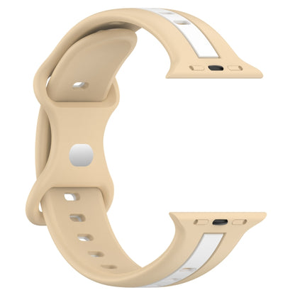 Nail Buckle Two-color Watch Band For Apple Watch Series 9&8&7 41mm / SE 3&SE 2&6&SE&5&4 40mm / 3&2&1 38mm(Khaki White) - Watch Bands by buy2fix | Online Shopping UK | buy2fix