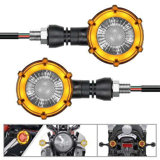 1 Pair Motorcycles Universal Rotating LED Dual-color Flow Turn Signal Light(Amber Yellow Light + White Light) - Signal Lights by buy2fix | Online Shopping UK | buy2fix