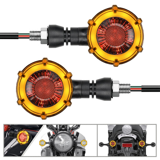 1 Pair Motorcycles Universal Rotating LED Dual-color Flow Turn Signal Light(Amber Yellow Light + Red Light) - Signal Lights by buy2fix | Online Shopping UK | buy2fix