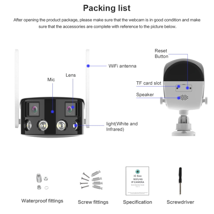 Q38 WIFI Humanoid Recognition AI Alarm 180 Degree Dual 2MP IP Camera, Plug:UK Plug by buy2fix