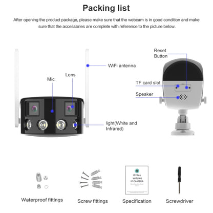 Q38 WIFI Humanoid Recognition AI Alarm 180 Degree Dual 2MP IP Camera, Plug:UK Plug by buy2fix