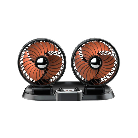 F622U Car Creative Folding Rotatable Double Head Electric Cooling Fan with Dual USB Charging Port, Style:24V Cigarette Lighter - Heating & Fans by buy2fix | Online Shopping UK | buy2fix
