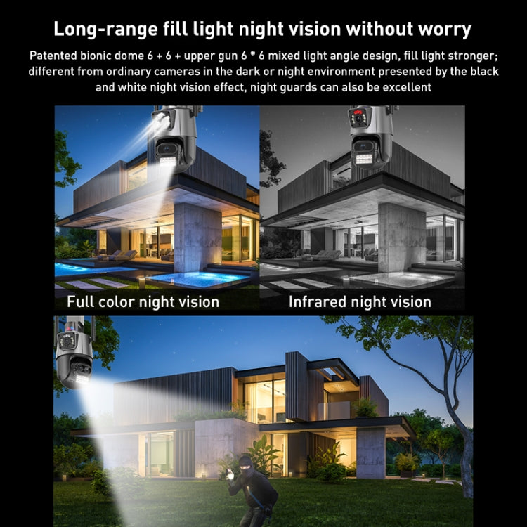 QX81 Humanoid Recognition AI Alarm WIFI Spherical Dual 2MP IP Camera, Plug:AU Plug by buy2fix