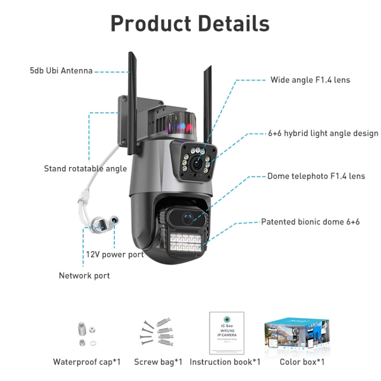 QX81 Humanoid Recognition AI Alarm WIFI Spherical Dual 2MP IP Camera, Plug:UK Plug by buy2fix