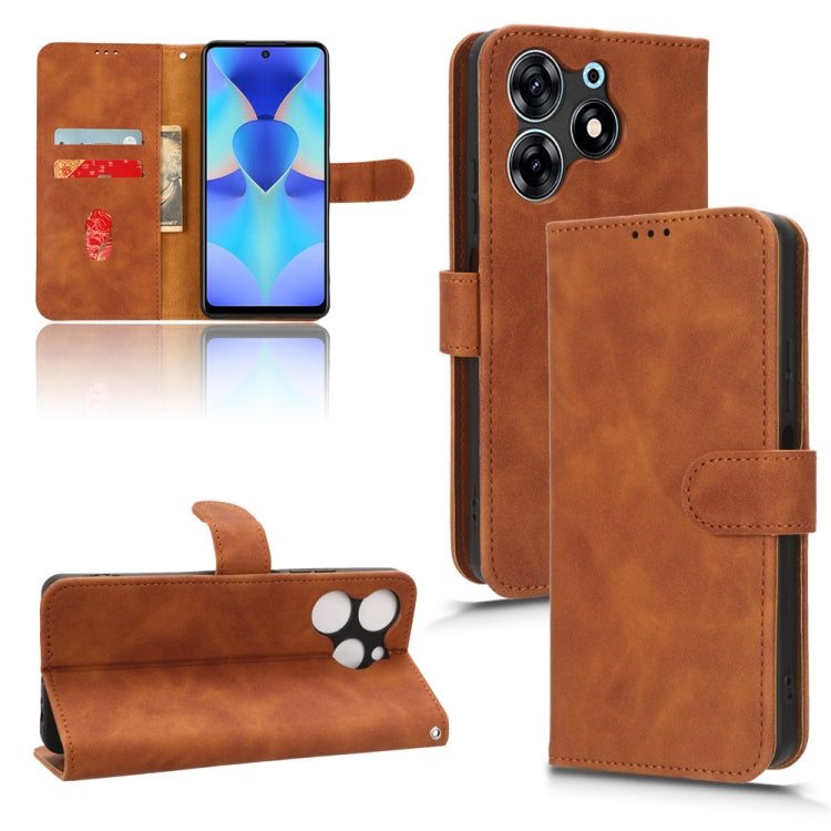 For TECNO Spark 10 Pro Skin Feel Magnetic Flip Leather Phone Case(Brown) by buy2fix