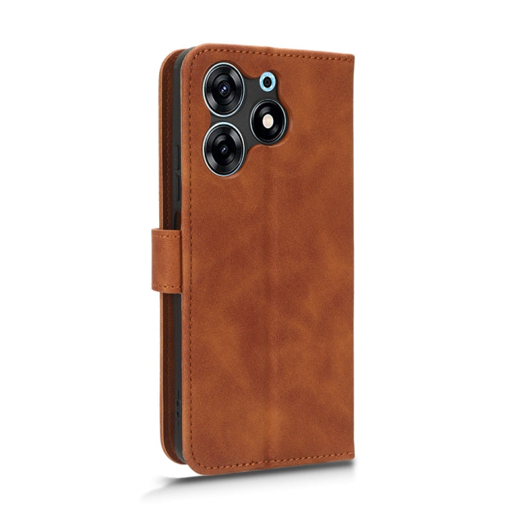 For TECNO Spark 10 Pro Skin Feel Magnetic Flip Leather Phone Case(Brown) by buy2fix