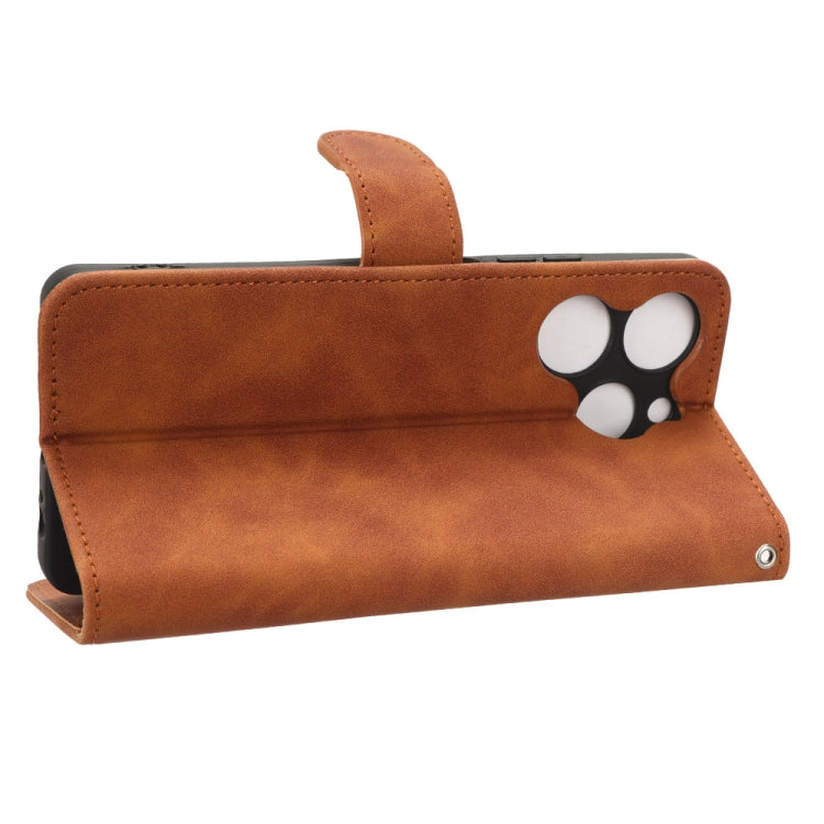 For TECNO Spark 10 Pro Skin Feel Magnetic Flip Leather Phone Case(Brown) by buy2fix