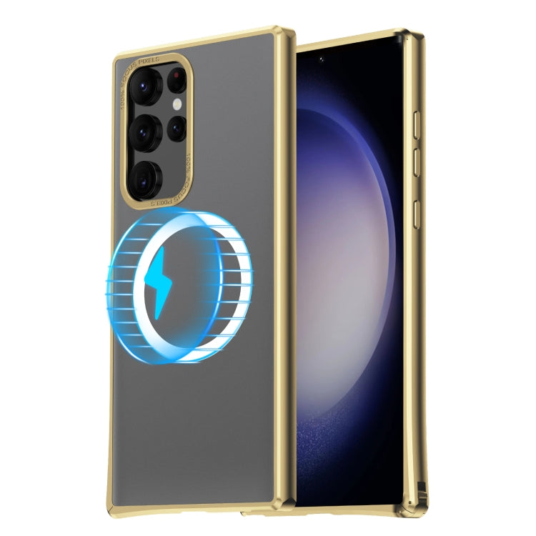 For Samsung Galaxy S22 Ultra 5G MagSafe Magnetic PC Phone Case(Gold) by buy2fix