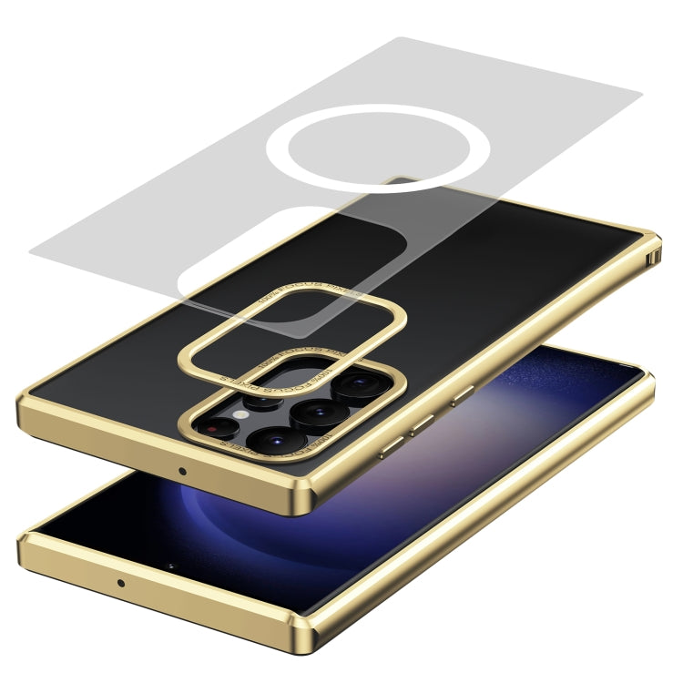 For Samsung Galaxy S22 Ultra 5G MagSafe Magnetic PC Phone Case(Gold) by buy2fix
