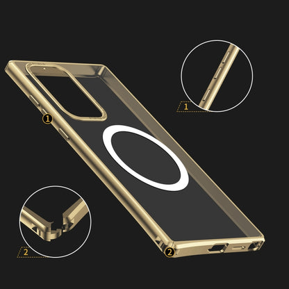 For Samsung Galaxy S22 Ultra 5G MagSafe Magnetic PC Phone Case(Gold) by buy2fix