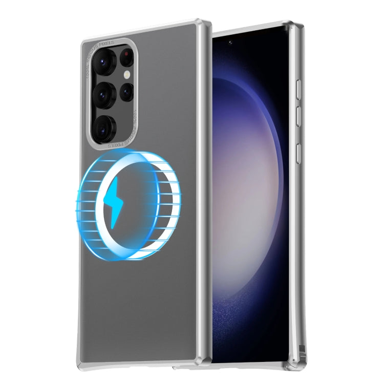 For Samsung Galaxy S22 Ultra 5G MagSafe Magnetic PC Phone Case(Silver) by buy2fix