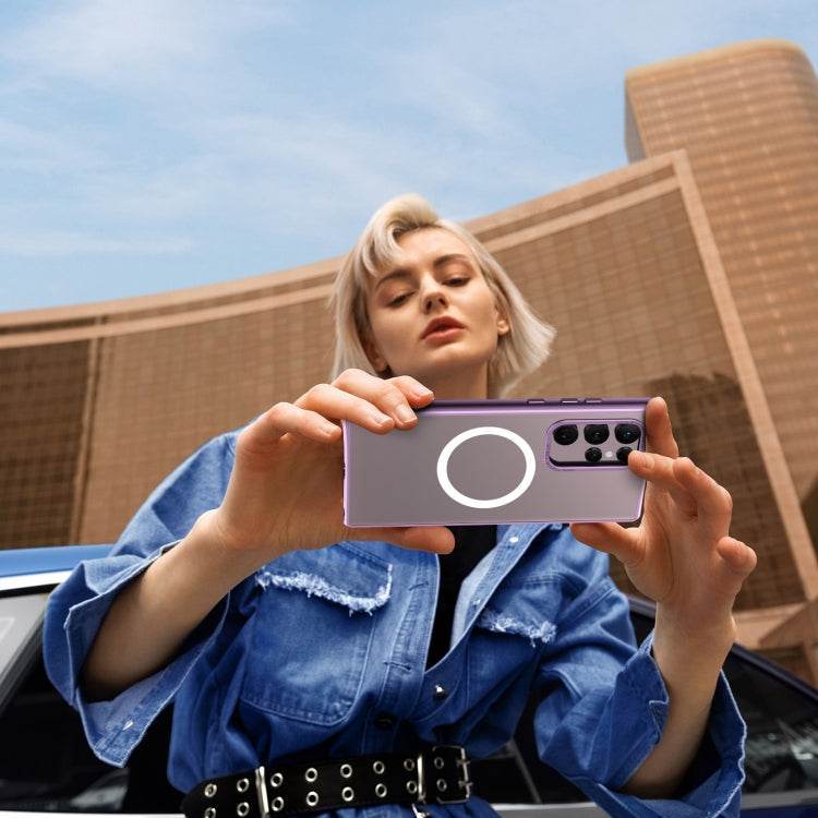 For Samsung Galaxy S22 Ultra 5G MagSafe Magnetic PC Phone Case(Purple) by buy2fix