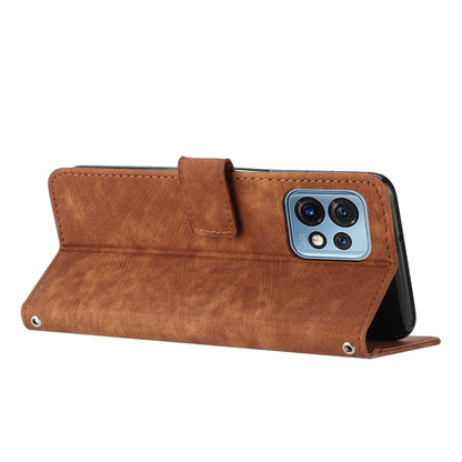For Motorola Moto X40/X40 Pro/Edge+ 2023 Skin Feel Stripe Pattern Leather Phone Case with Lanyard(Brown) - Motorola Cases by buy2fix | Online Shopping UK | buy2fix