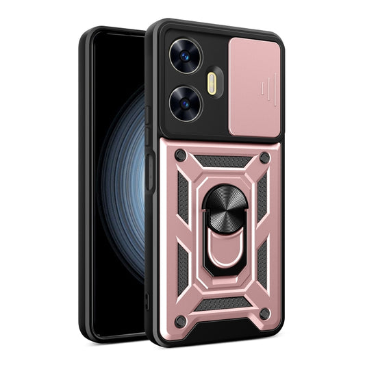 For Realme C55 4G Sliding Camera Cover Design TPU+PC Phone Case(Rose Gold) - Realme Cases by buy2fix | Online Shopping UK | buy2fix