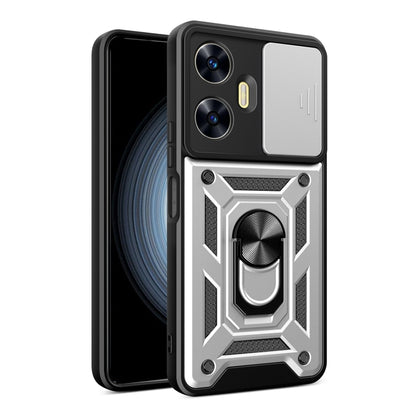 For Realme C55 4G Sliding Camera Cover Design TPU+PC Phone Case(Silver) - Realme Cases by buy2fix | Online Shopping UK | buy2fix