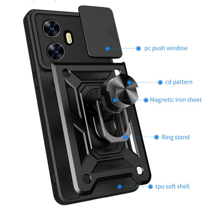 For Realme C55 4G Sliding Camera Cover Design TPU+PC Phone Case(Red) - Realme Cases by buy2fix | Online Shopping UK | buy2fix