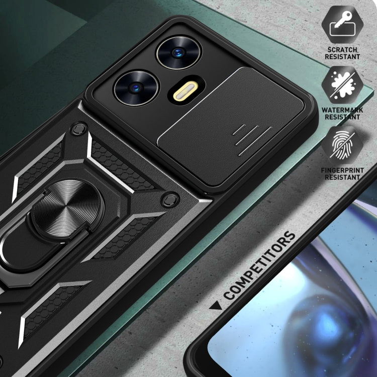 For Realme C55 4G Sliding Camera Cover Design TPU+PC Phone Case(Silver) - Realme Cases by buy2fix | Online Shopping UK | buy2fix