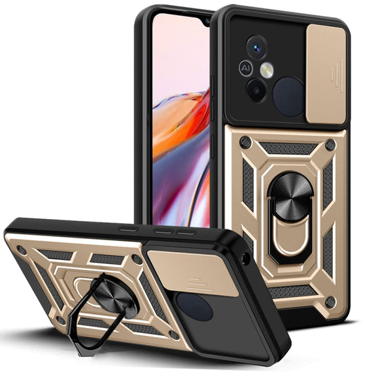 For Xiaomi Redmi 12C 4G / 11A Sliding Camera Cover Design TPU+PC Phone Case(Gold)