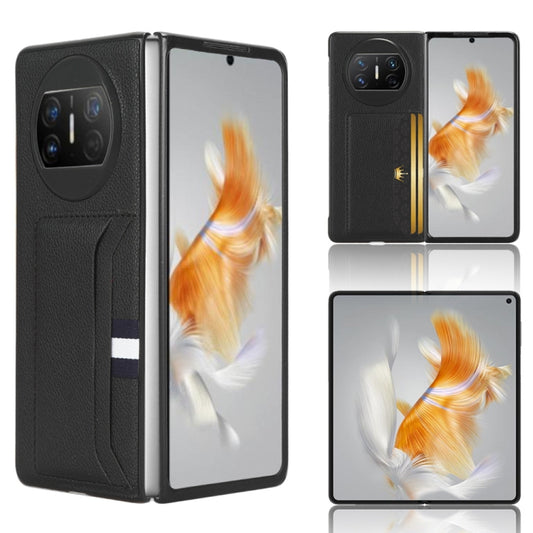 For Huawei Mate X3 Litchi Texture Card Slot Phone Case(Black) - Huawei Cases by buy2fix | Online Shopping UK | buy2fix